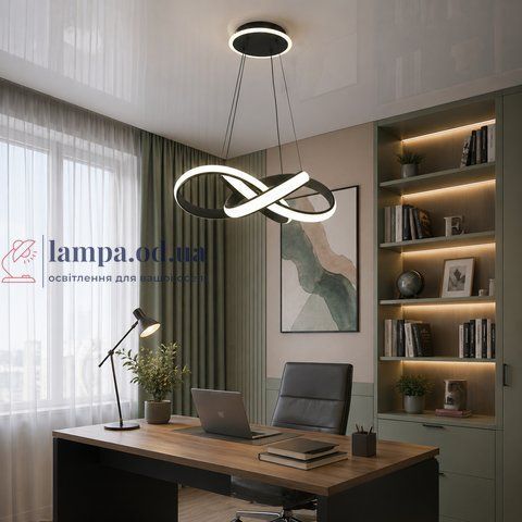 Стильна підвісна LED люстра для вітальні Linisoln 9031-600 BK чорна 215W 60 см 15-25 м2 9031-600 BK фото