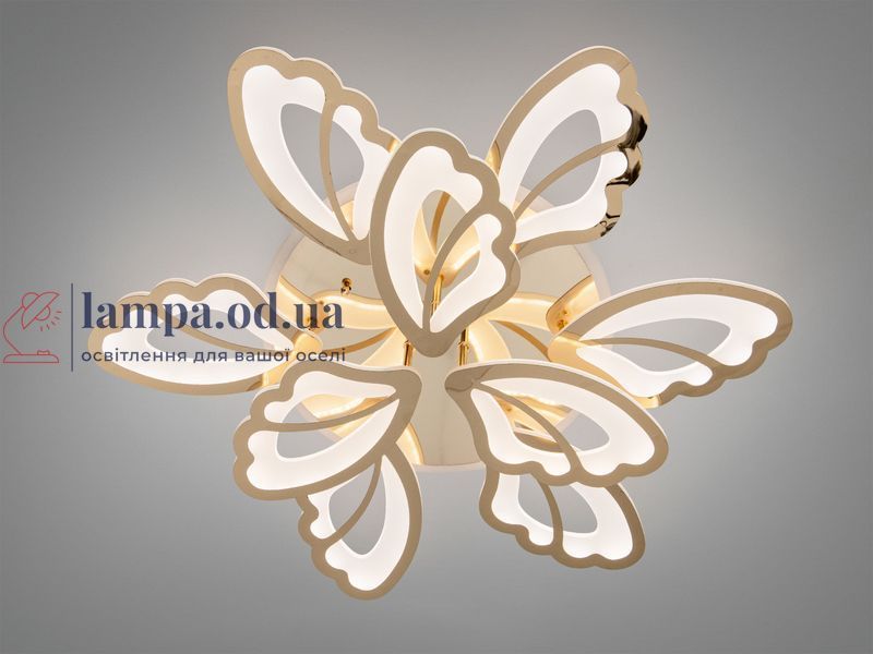 Изящная потолочная LED-люстра с пультом Diasha 8166/6+3G золото, 9 модулей, 140Вт, 75 см, до 20 м&sup2; 8166/6+3G LED 3color di фото