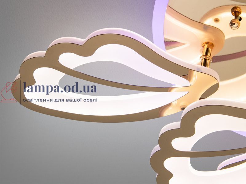 Изящная потолочная LED-люстра с пультом Diasha 8166/6+3G золото, 9 модулей, 140Вт, 75 см, до 20 м&sup2; 8166/6+3G LED 3color di фото