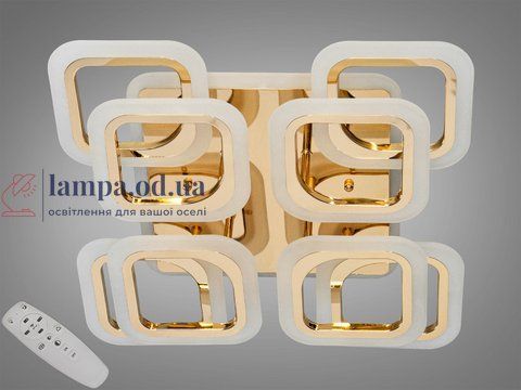 Люстра стельова LED Diasha HAS8060/4+4G, 110W, 3200K-6500K, золото, хай-тек стиль, пульт ДУ, для вітальні, спальні, кухні HAS8060/4+4G LED 3color фото