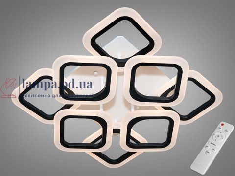 Люстра стельова LED Diasha AS8060/4+4BK, 80W, чорний акрил, діаметр 47 см, димер, сучасний стиль AS8060/4+4BK фото