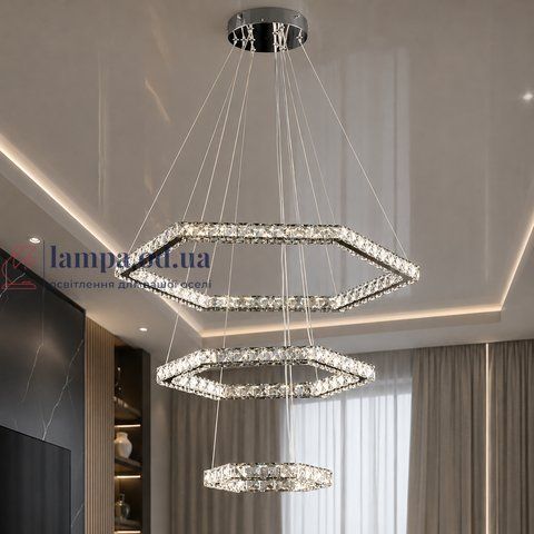 Світлодіодна люстра Splendid Ray L30901/65+43+25/3 LED з кришталем, хром, 100 Вт, з пультом і димером 30436361 фото