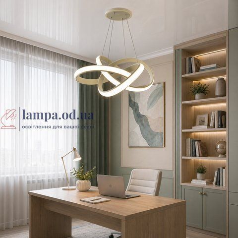 Сучасна підвісна LED люстра для вітальні Linisoln 9031-600 WH біла 215W 60 см 25-30 м2 9031-600 WH фото