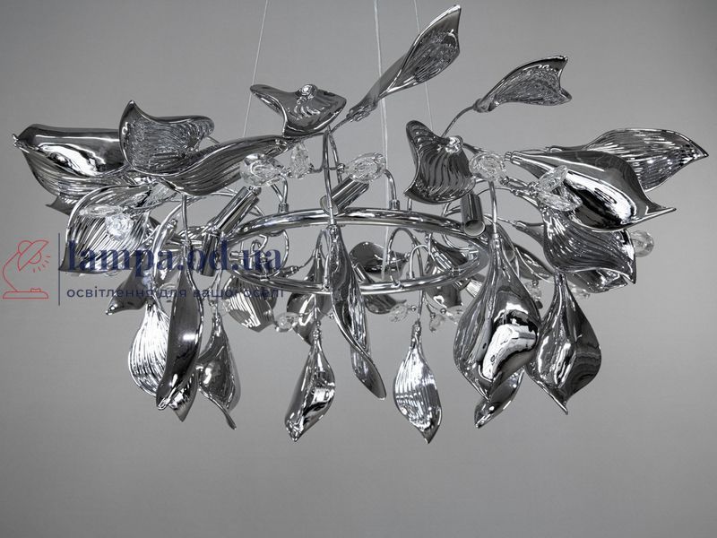 Люстра стельова порцелянова Diasha 7229-8PR HR 8 E14, хром, регульована висота 60-125 см, для кухні 7229-8PR HR фото