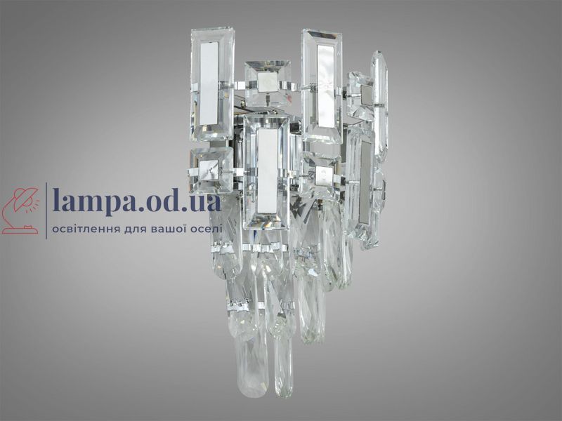 Настенное бра классическое Diasha 2018/2W CH 2 лампы E14, 32 см, хром, хрусталь, для дома 2018/2W CH фото