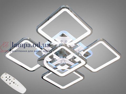 Люстра стельова LED Diasha 8060/4+1HR, 150W, 4100K, сріблястий метал, сучасний стиль для вітальні 8060/4+1HR LED 3color d фото