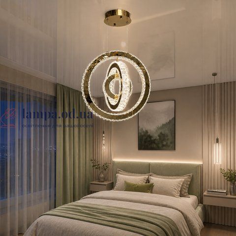 Підвісна LED-люстра з пультом Linisoln 7960-50*40*30 FG золото, кришталь, 70 Вт, 50*40*30 см, до 15 м2 7960-50*40*30 FG фото