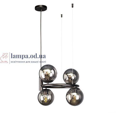 Люстра стельова Levistella 7521011-4 BK+BK, E27, чорний метал, 4 плафона, сучасний стиль, діаметр 410 мм LVS5131 фото