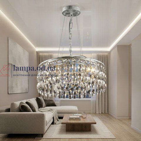 Кришталева люстра Crystal для спальні Splendid Ray L88106/400/5 WT+SL біла срібло 5 ламп E14 діаметр 40 см 30434130 фото