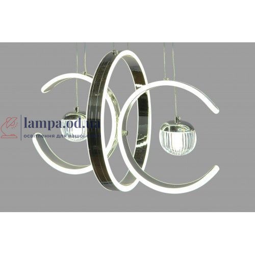 Linisoln 9557-2 CH, подвесная светодиодная люстра хром с двумя кольцами 75 Вт, 3000-6000 К 9557-2 CH фото