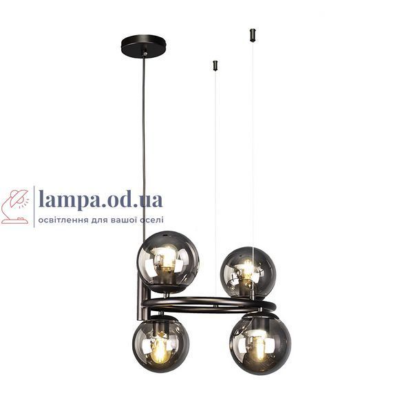 Потолочная люстра Levistella 7521011-4 BK+BK, E27, черный металл, 4 плафона, современный стиль, диаметр 410 мм LVS5131 фото
