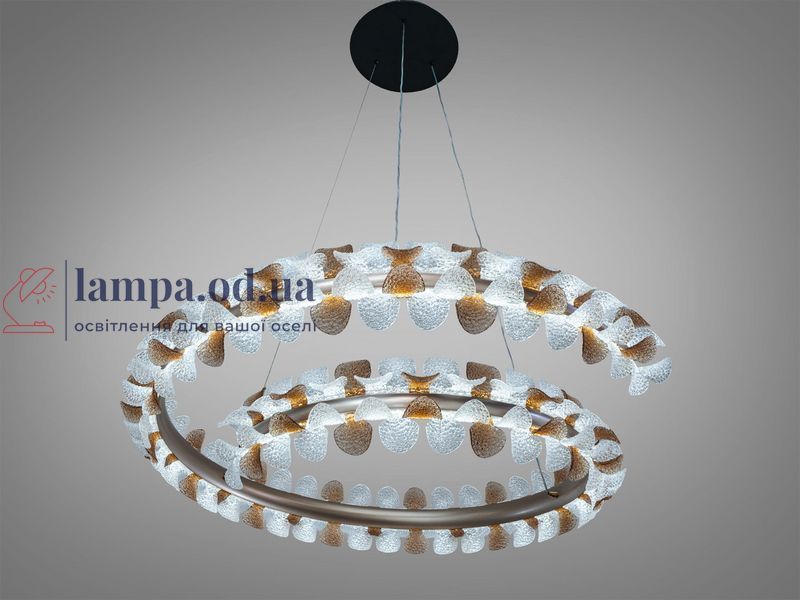 Дизайнерская подвесная LED люстра Diasha MD2511/800CG с двойным кольцом и декоративной подсветкой 80 см MD2511/800CG фото