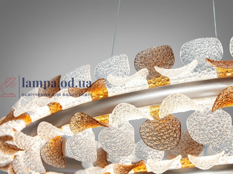 Дизайнерская подвесная LED люстра Diasha MD2511/800CG с двойным кольцом и декоративной подсветкой 80 см MD2511/800CG фото