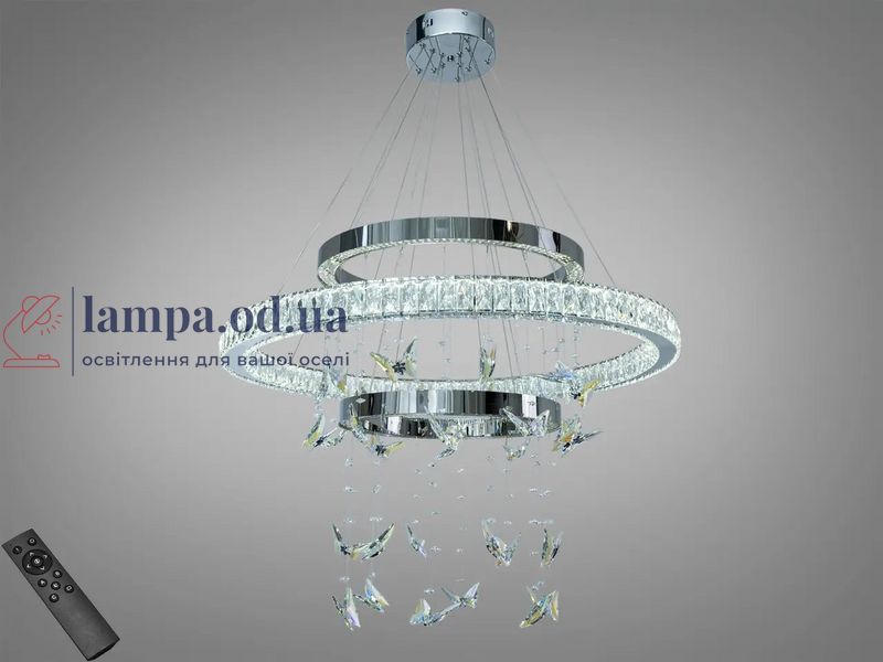 LED-люстра Diasha 598/800+500+400HR хром з метеликами 176 Вт пульт 598/800+500+400HR фото