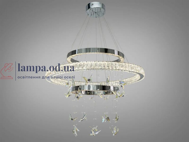 LED-люстра Diasha 598/800+500+400HR хром з метеликами 176 Вт пульт 598/800+500+400HR фото