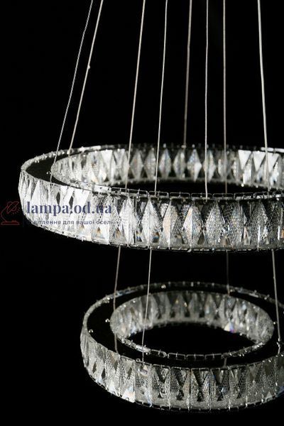Підвісна світлодіодна люстра Splendid Ray L8015/400+600/2 LED (CH+clear) для вітальні, спальні та зали, 2 кільця, хром, 40-60 см 30436309 фото