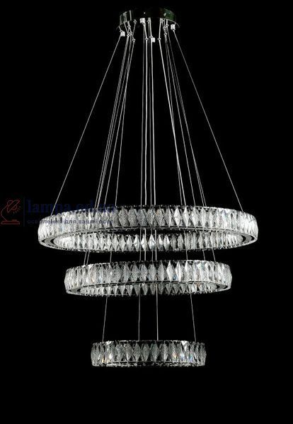 Світлодіодна люстра Splendid Ray L8015/400+600+800/3 LED (CH+Clear) з кришталем, хром, 235 Вт 30436316 фото