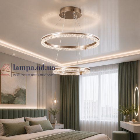Подвесная светодиодная люстра Splendid Ray LF9841/2 LED MK CF с кольцевым дизайном и диммером 30417243 фото