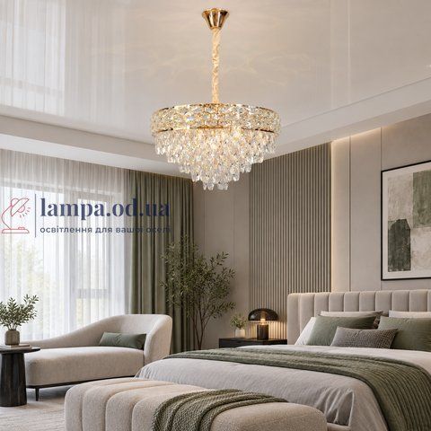 Каскадная золотая люстра с хрустальными подвесками ArtLight 506/600GD, 8xE14, золото, 58 см, 13-20 м&sup2; 506/600GD фото