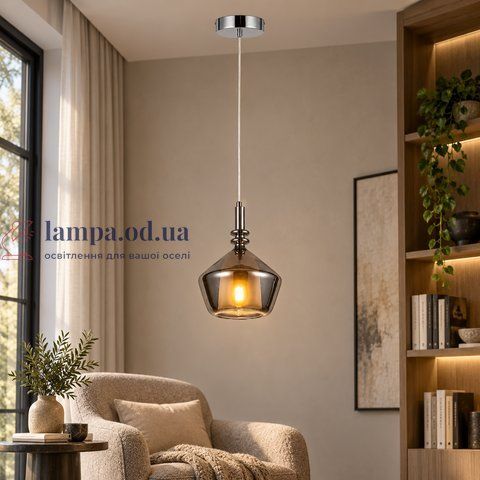 Подвесной стеклянный светильник Levistella 800P3344-1C CH+SM, хром и дымчатое стекло, 1 лампа E27 LVS7150 фото