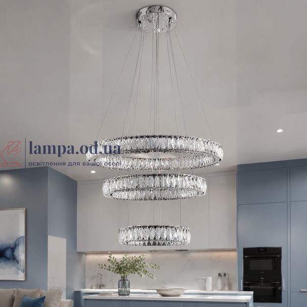 Світлодіодна люстра Splendid Ray L8015/400+600+800/3 LED (CH+Clear) з кришталем, хром, 235 Вт 30436316 фото