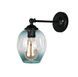 Настенное бра Levistella 756WPR0231F-1 BK+BL, E27, 40W, черный металл, голубой абажур, современный стиль