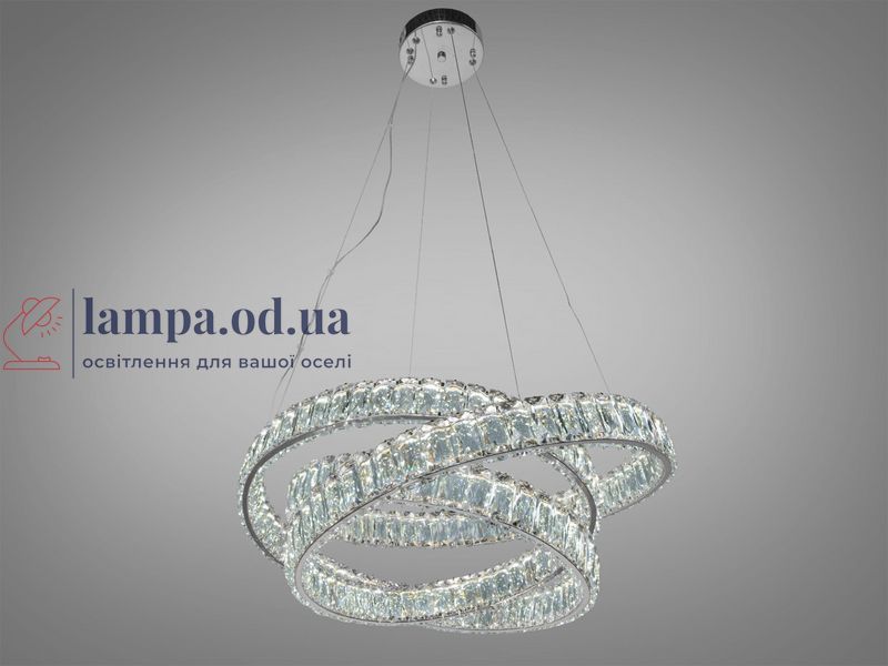 Підвісна LED-люстра Diasha D8875/600CH, кришталева подвійна спіраль &Oslash; 60 см, хром, 92 W, пульт ДК D8875/600CH фото
