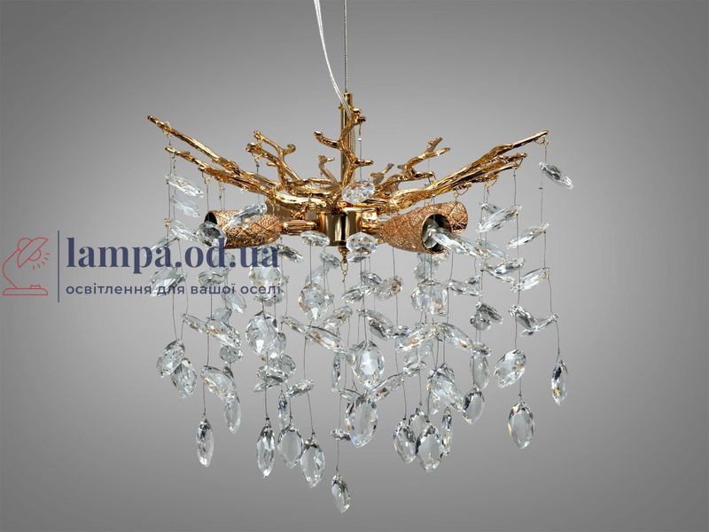 Підвісна кришталева люстра Diasha P8058/D400G золото 4xE14 12 м&sup2; P8058/D400G фото