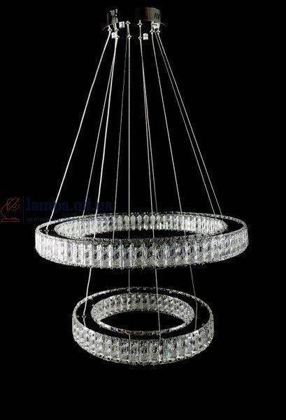 Подвесная светодиодная люстра Splendid Ray L8045/400+600/2 LED (CH+clear), 2 кольца, хром, 40-60 см 30436323 фото