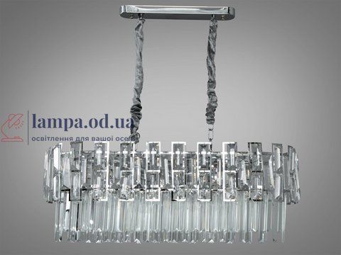 Люстра хрустальная овальная Diasha 830/800x350CH, 12 ламп, E14, 40W, хром, металл, современный стиль, регулировка высоты 830/800x350CH фото