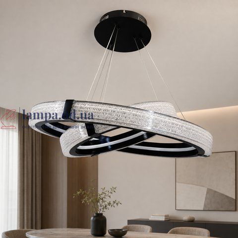 Світлодіодна люстра підвісна Artlight MB240118/60+40BK з двома чорними кільцями, 128W MB240118/60+40BK фото