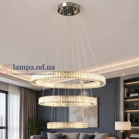 Светодиодная люстра Splendid Ray L8045/400+600+800/3 LED (CH+Clear) с хрусталем, хром, 235 Вт 30436330 фото