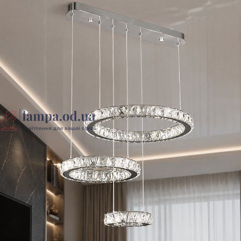 Світлодіодна люстра Splendid Ray L51007/50+35+20L/3 LED з кришталем, хром, 100 Вт, з пультом і димером 30436460 фото