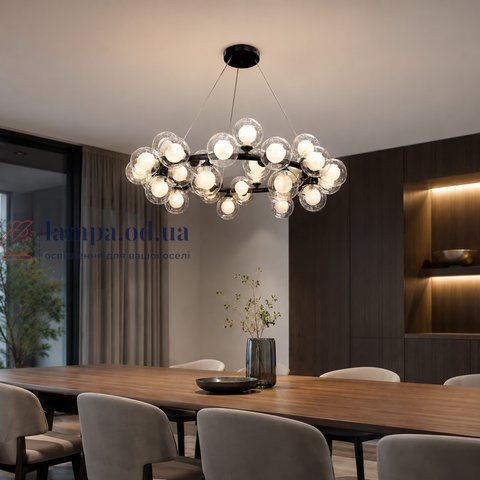 Подвесная люстра Artlight 1102/35BK с 35 стеклянными плафонами G9, чёрная, от 20-30 м&sup2; 1102/35BK фото