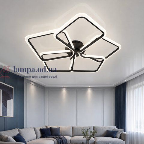 Чорна стельова LED люстра-квітка з 5 квадратними пелюстками Artlight 2406-5L-BK 2406-5L-BK фото