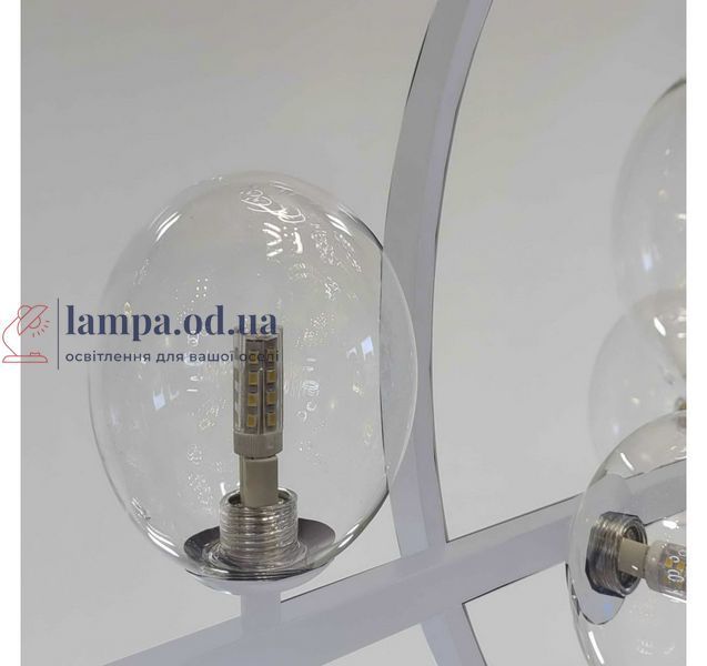 Современная подвесная люстра Artlight 1003/7WH белая с 7 стеклянными плафонами и LED-кольцом 1003/7WH фото