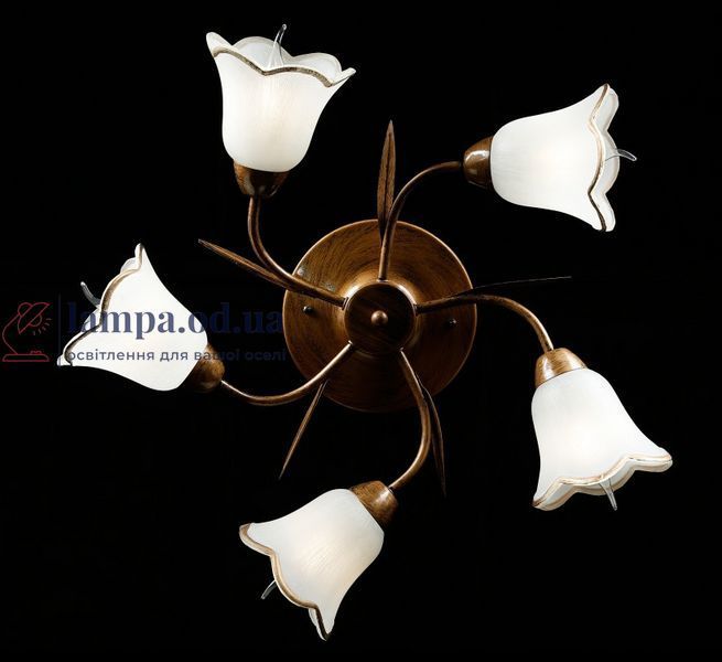 Потолочная люстра Splendid Ray L90793G/5, 5 ламп, бронза, белое стекло, современный стиль для дома 30210512 фото