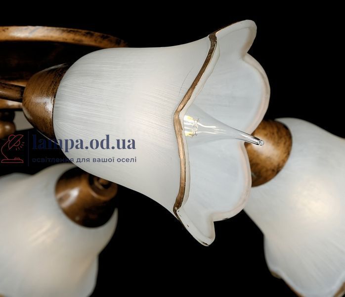 Потолочная люстра Splendid Ray L90793G/5, 5 ламп, бронза, белое стекло, современный стиль для дома 30210512 фото