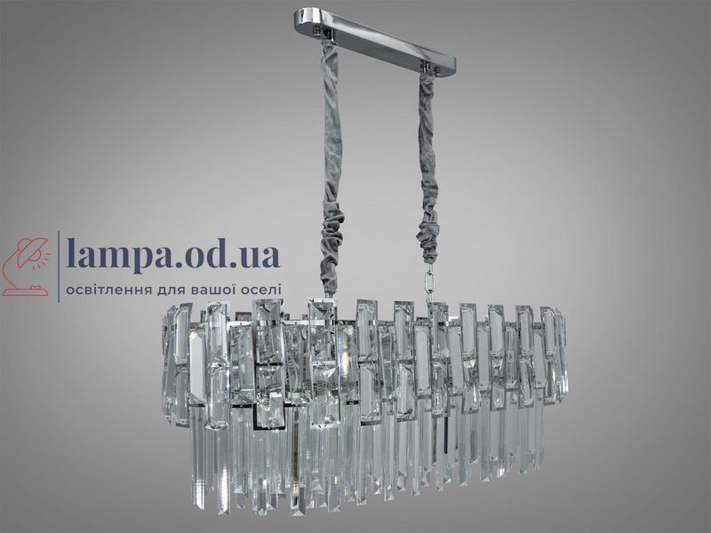 Люстра кришталева овальна Diasha 830/800x350CH, 12 ламп, E14, 40W, хром, метал, сучасний стиль, регулювання висоти, IP20 830/800x350CH фото