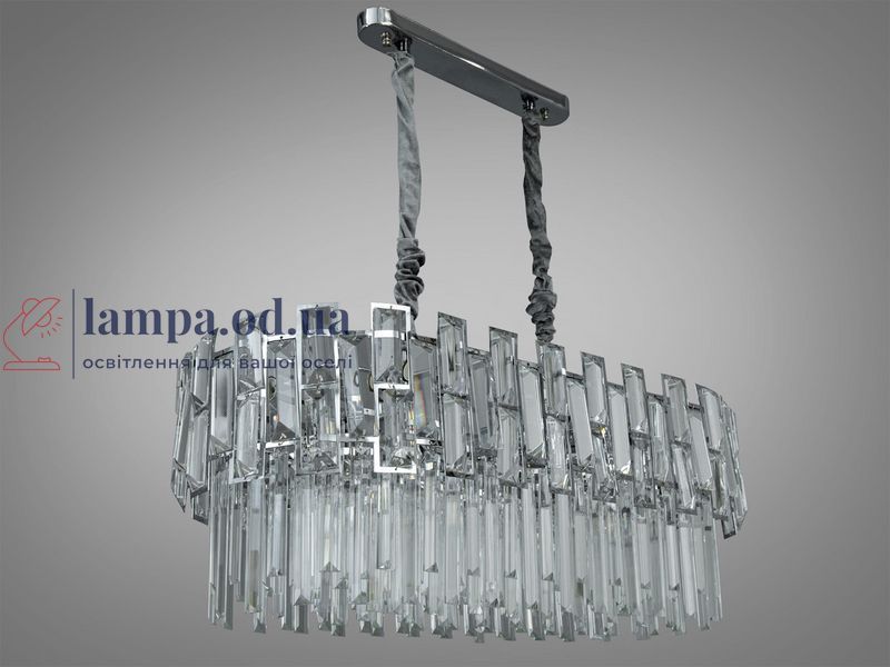 Люстра кришталева овальна Diasha 830/800x350CH, 12 ламп, E14, 40W, хром, метал, сучасний стиль, регулювання висоти, IP20 830/800x350CH фото
