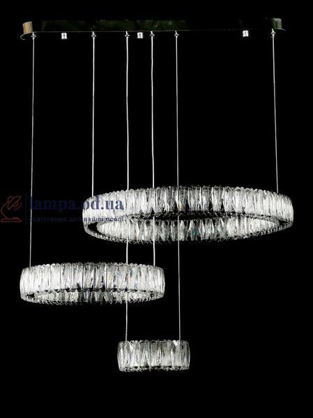 Світлодіодна люстра Splendid Ray L50804L/600+400+200/3 LED (CH) з кришталем, хром, 100 Вт, з пультом і димером 30436545 фото