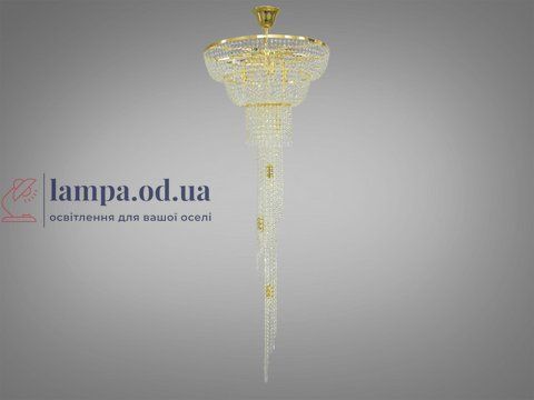 Люстра хрустальная Diasha FH012/600x1800G-1 Хрустальный каскад, 13 ламп, E14, 190 см, золото, металл, стекло FH012/600x1800G-1 фото