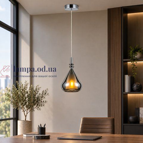 Подвесной стеклянный светильник Levistella 800P3344-1B CH+SM, хром и дымчатое стекло, 1 лампа E27 LVS7152 фото