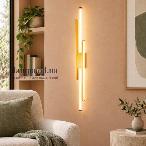 Вертикальне LED бра з перехресними світловими лініями Levistella 900WE156-1 GD, 20 Вт, 3000K, золоте, 76 см, код LVS7207 LVS7207 фото