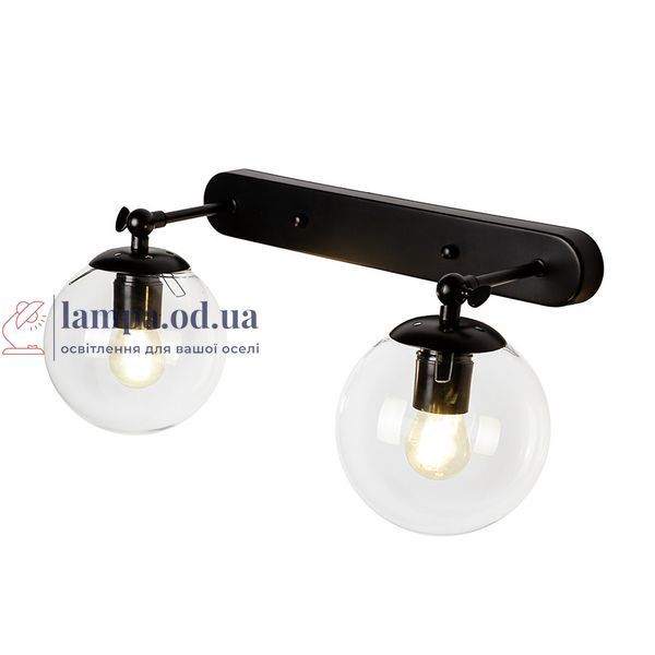 Настенное бра Levistella 756WPR150F-2 BK+CL, E27, 2 лампы, черный с прозрачным плафоном, 150 мм, современный стиль LVS5569 фото