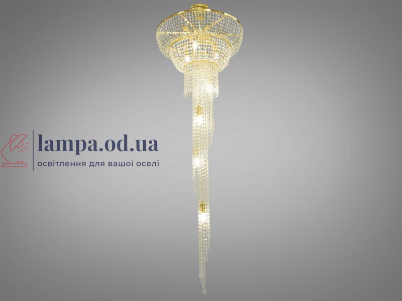 Люстра хрустальная Diasha FH012/600x1800G-1 Хрустальный каскад, 13 ламп, E14, 190 см, золото, металл, стекло FH012/600x1800G-1 фото
