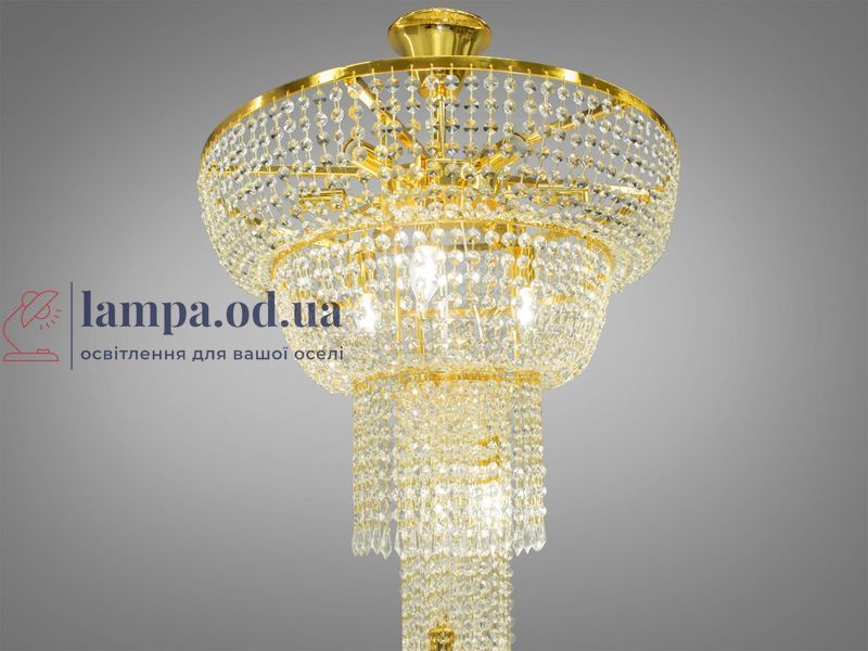 Люстра хрустальная Diasha FH012/600x1800G-1 Хрустальный каскад, 13 ламп, E14, 190 см, золото, металл, стекло FH012/600x1800G-1 фото