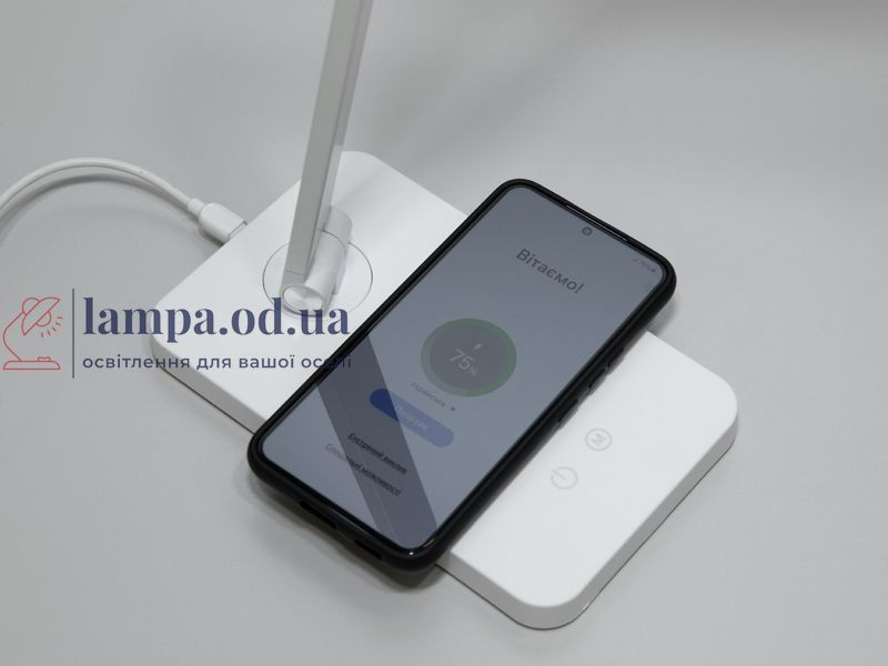Настільна лампа LED Diasha A855WH wireless charge, 5W, регульована висота 20-67 см, білий, сучасний стиль A855WH wireless charge фото