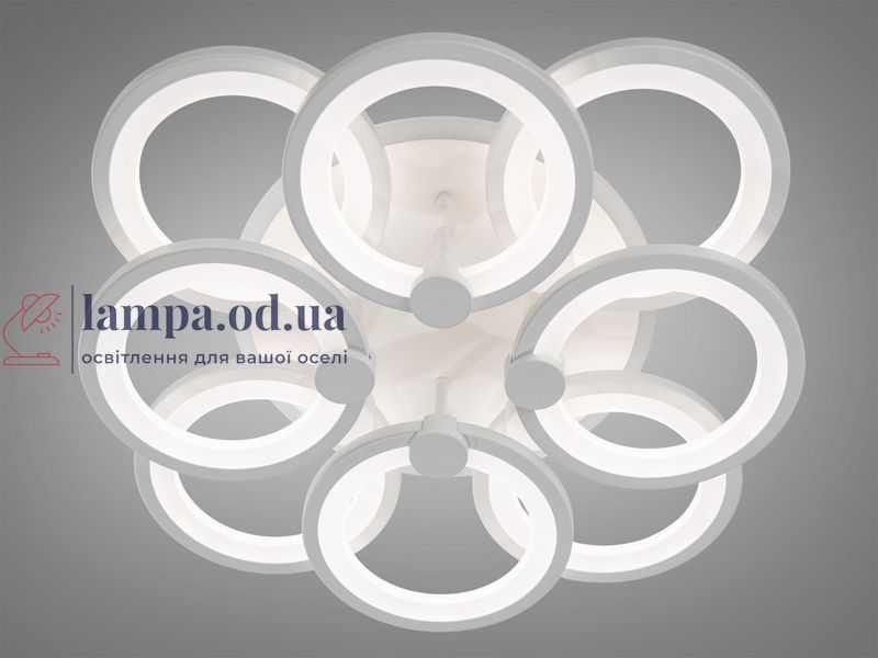 Люстра стельова LED Diasha 8022/4+4WH, 150W, 3200K-6000K, білий акрил, сучасний стиль з диммером 8022/4+4WH LED 3color d фото