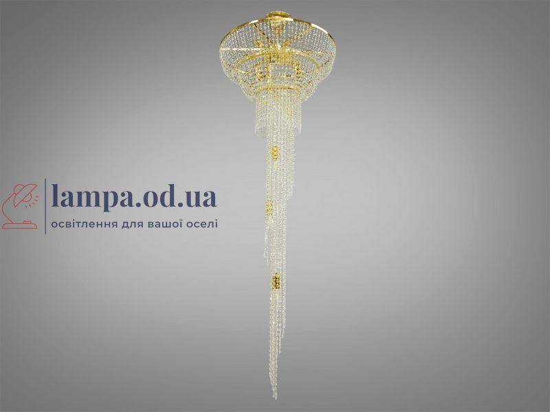 Люстра хрустальная Diasha FH012/600x1800G-1 Хрустальный каскад, 13 ламп, E14, 190 см, золото, металл, стекло FH012/600x1800G-1 фото